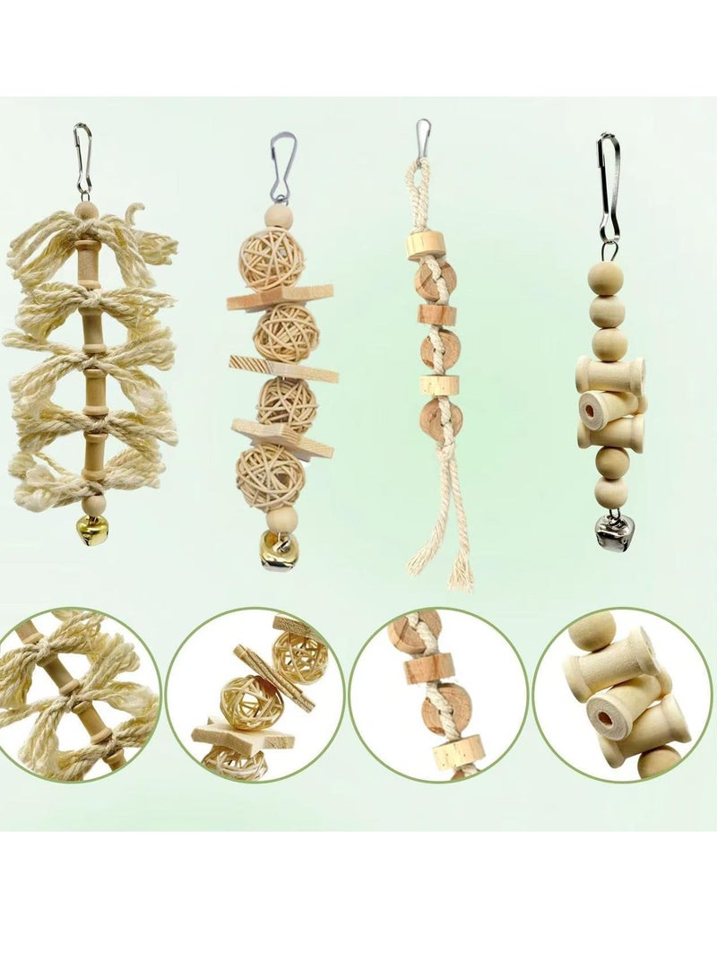 Parrot toy set, log color parrot gnawing toy, bird toy, bird swing 8-piece set - Image 3