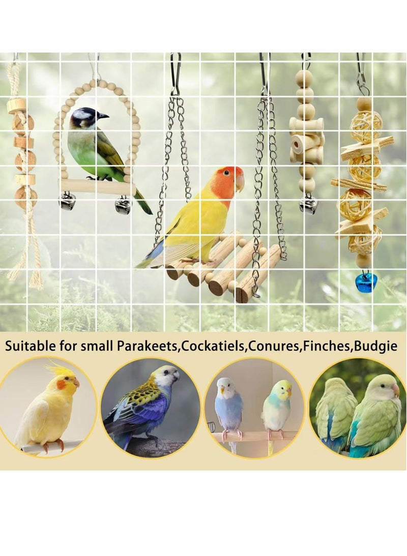 Parrot toy set, log color parrot gnawing toy, bird toy, bird swing 8-piece set - Image 4