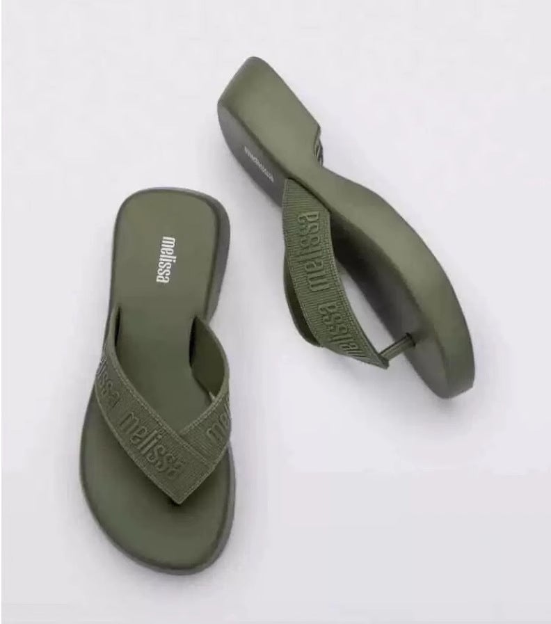 Melissa Women'S Sandals Fashionable Casual Outer Wear Flat Slippers Flip-Flops Thick-Soled Heightened Jelly Shoes - Image 1