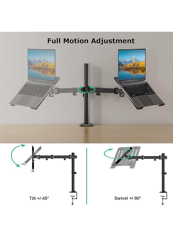 erorex Monitor And Laptop Mount Monitor Arm With Laptop Tray For 13 Inch To 27 Inch Lcd Computer Screens And Notebook Up To 17 Inch Fully Adjustable Laptop Mount Stand Holds Up To 17.6Lbs  - Image 2