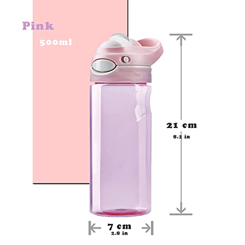 Dearart 2-Pack Pink Water Bottle And Grey Water Bottle  20Oz Capacity Clear Bottles With Handle  100% Leakproof Auto Spout No Straw  Lock Button Flip Up Lid  Suit Office Work Travel School Gym Etc. - Image 2