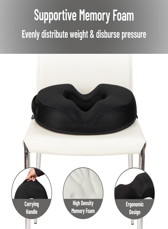 Mind Reader Donut Pillow Seat Cushion with Air-Cloud Technology, Tailbone, Hemorrhoid, Pregnancy Relief, Black - Image 5