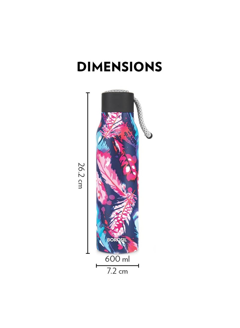 BOROSIL Borosil Hydra Aquasoul Vibrant 600 ml Stainless Steel Water Bottle | Double Wall Vacuum Insulated Flask, Leakproof, Wide Mouth with Strap | 12 Hours Hot & Cold | 1 Year Warranty  - Image 3