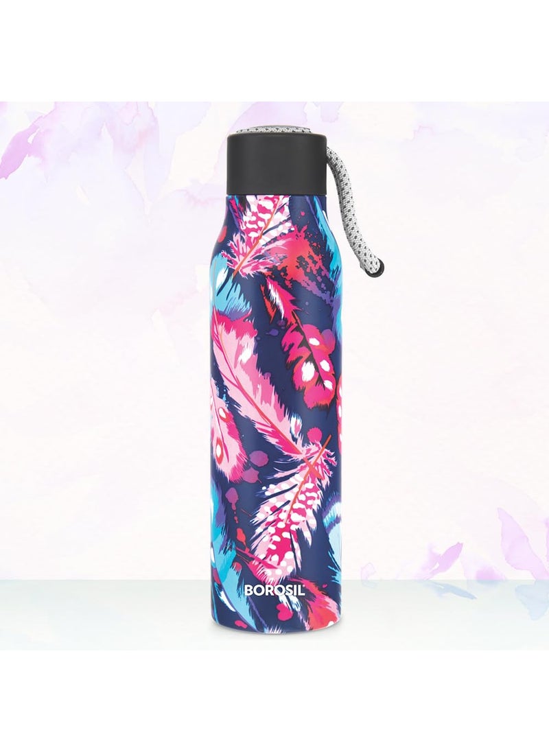 BOROSIL Borosil Hydra Aquasoul Vibrant 600 ml Stainless Steel Water Bottle | Double Wall Vacuum Insulated Flask, Leakproof, Wide Mouth with Strap | 12 Hours Hot & Cold | 1 Year Warranty  - Image 1