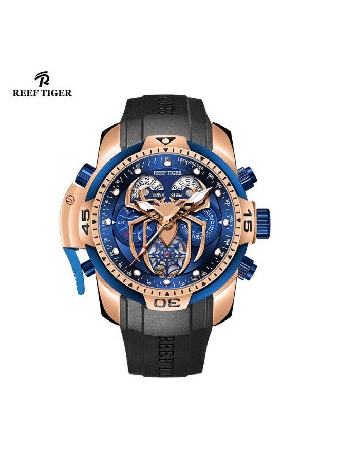 REEF TIGER high-end brand watch, fully automatic mechanical men's watch, fashionable waterproof night light large dial watch - Image 1