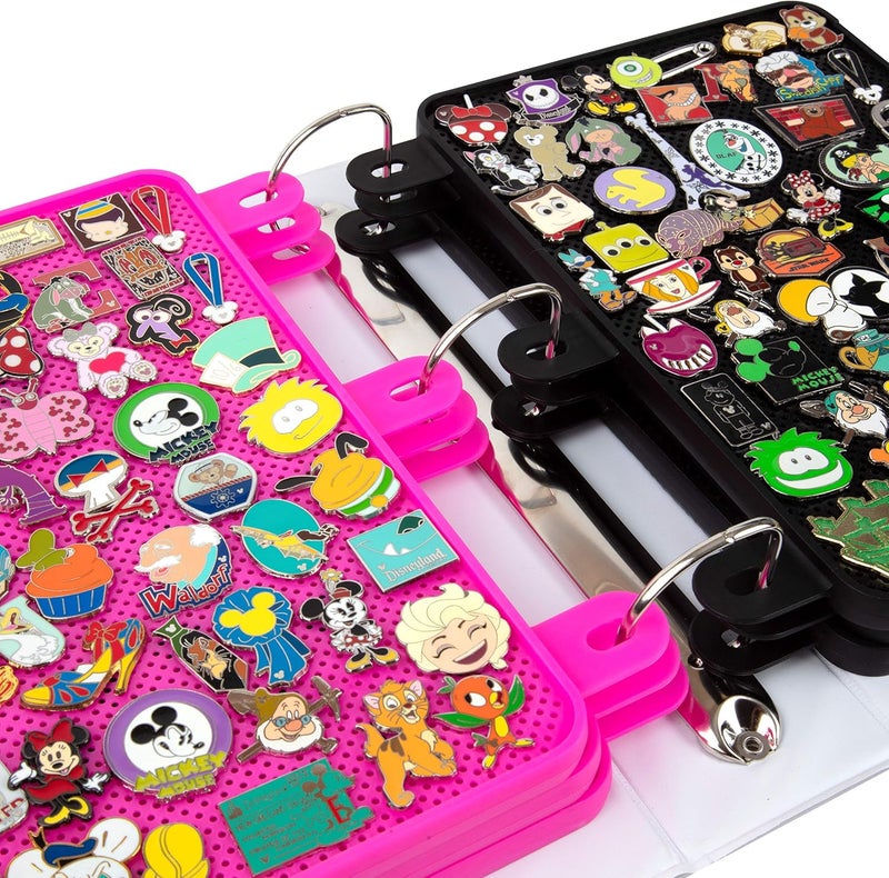 SCS Direct Enamel Pin Display Pages (6 PK) - Display and Trade Your Disney Collectible Pins in Any 3-Ring Binder - Pages Lay Flat with Pinbacks and NO Sagging! (Black/Pink - Pins Not Included) - Image 3