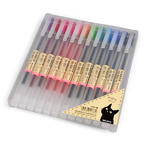 bouti1583 Gel Pens [0.5mm] 12 Colors Pack Ink Ball Point Pen For Office School Stationery Supply - Image 1