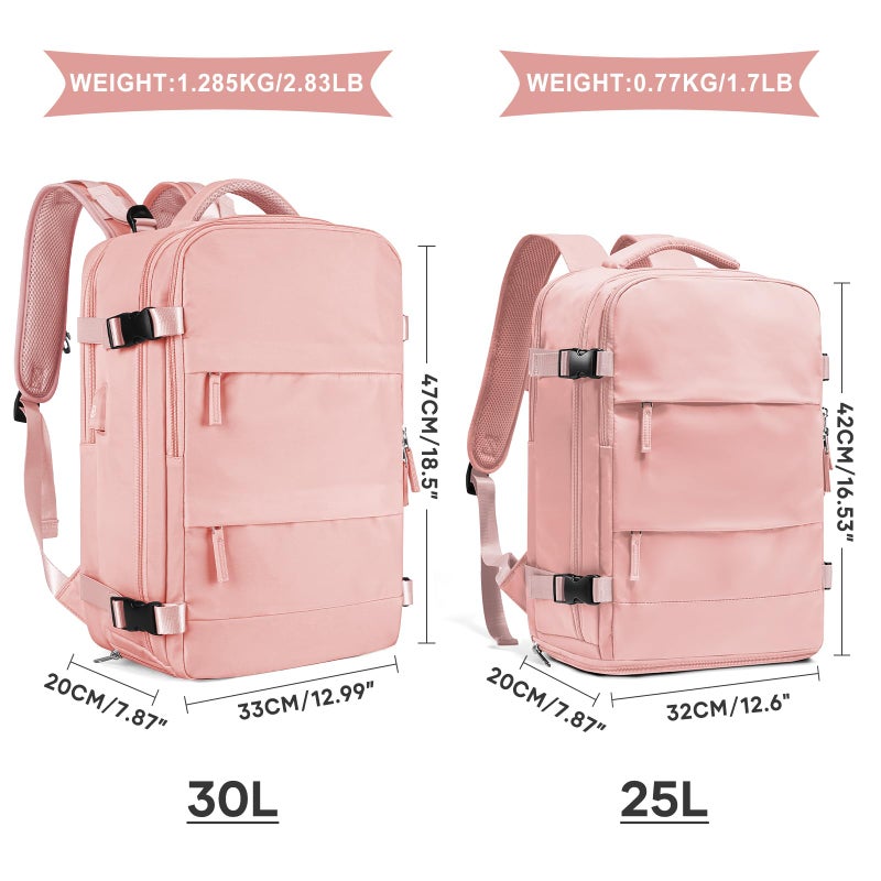 coowoz Large Travel Backpack For Women Men,Carry On Backpack,Hiking Backpack Waterproof Outdoor Sports Rucksack Casual Daypack Travel Essentials Pink - Image 3