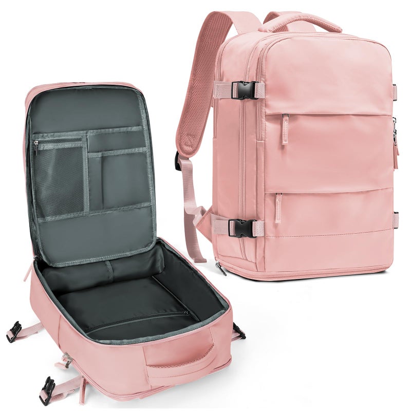 coowoz Large Travel Backpack For Women Men,Carry On Backpack,Hiking Backpack Waterproof Outdoor Sports Rucksack Casual Daypack Travel Essentials Pink - Image 1