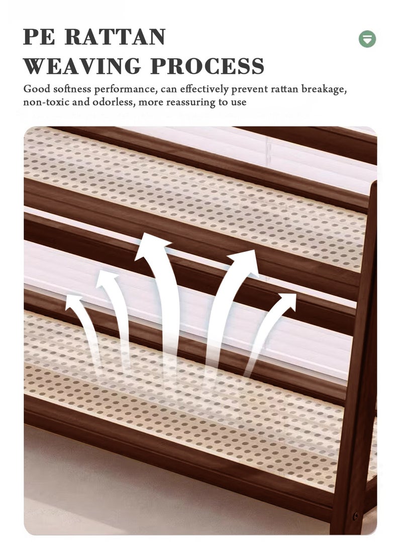 هومار كيت منظم لمحطة القهوة بمظهر خوص من طبقتين، حامل أكواب من الخيزران على سطح الطاولة، رف لطاولة المطبخ لإكسسوارات بار الشاي والقهوة، حامل ماتشا، عرض الأكواب، رف تخزين التوابل - Image 5