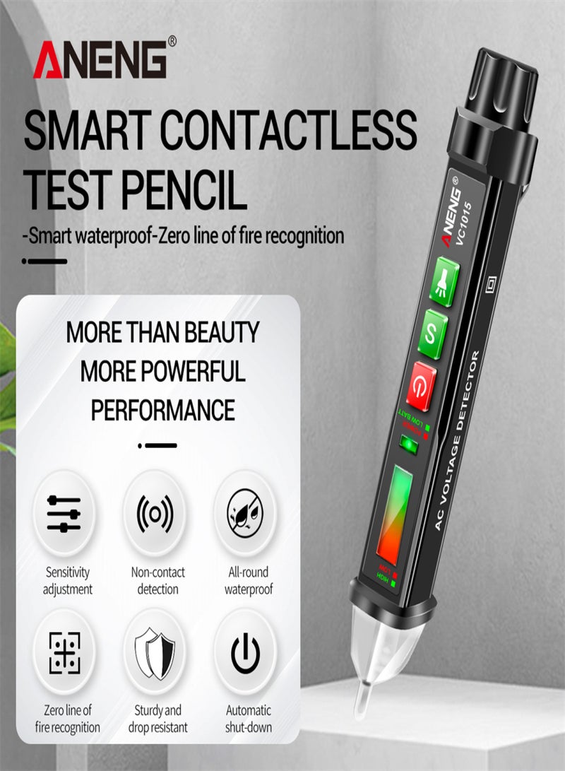 ANENG VC1015 Non-contact AC Voltage Tester 12V-1000V Portable Waterproof NCV AC Voltage Detector LED Measuring Pen with Zero/ Live Wire Recognition, Flashlight, Alarm Buzzer - Image 2