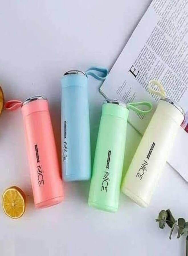 Spaceshoop Thermal flask 400 ML with a silver cover,handle,Heat preservation cold or hot maintains temperature more than 8 hrs,internal filter,tight lock to prevent liquid leakage