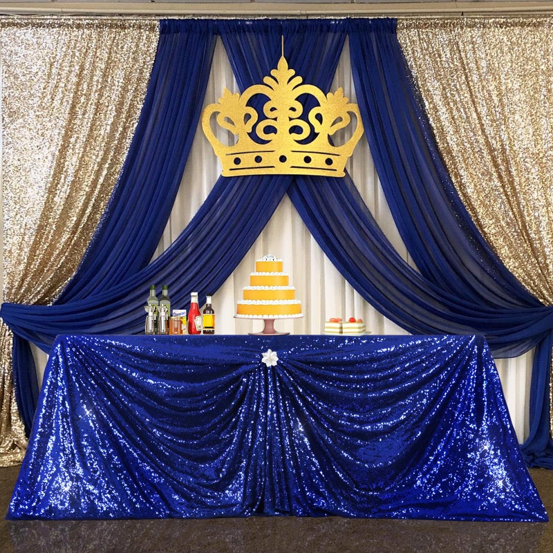 PartyDelight Sequin Tablecloth 60x120 Sparkly Table Cloth Rectangular Navy Blue