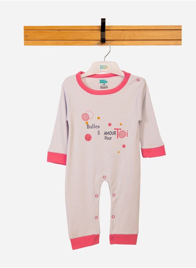 Babies Basic Front Graphic Long Sleeves Sleepsuit by Styli  - Image 1