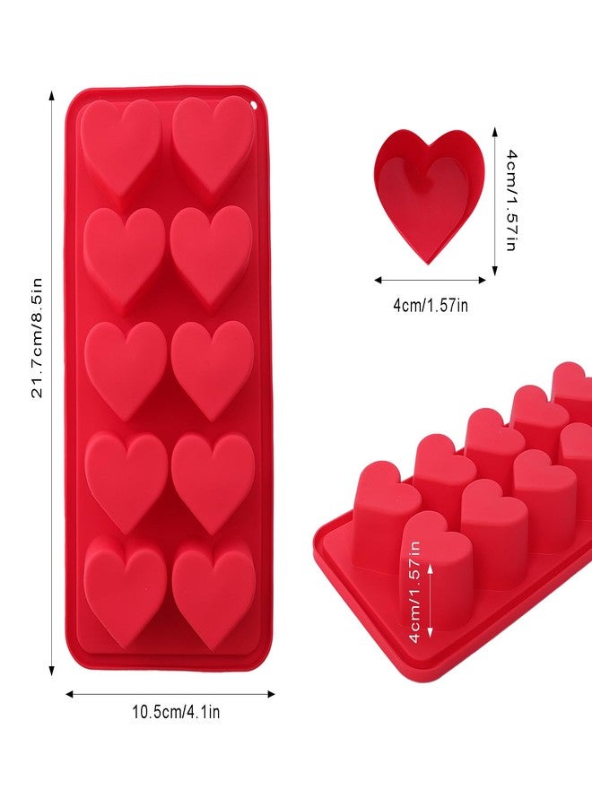 Gvhntk 3 Pcs Heart Shaped Ice Cube Trays 10-Cavity Heart Shaped Silicone Molds Pink Red Heart Ice Cube Molds for Ice Cubes, Candy, Chocolate, Cocktails, Whiskey, Candle - Image 4
