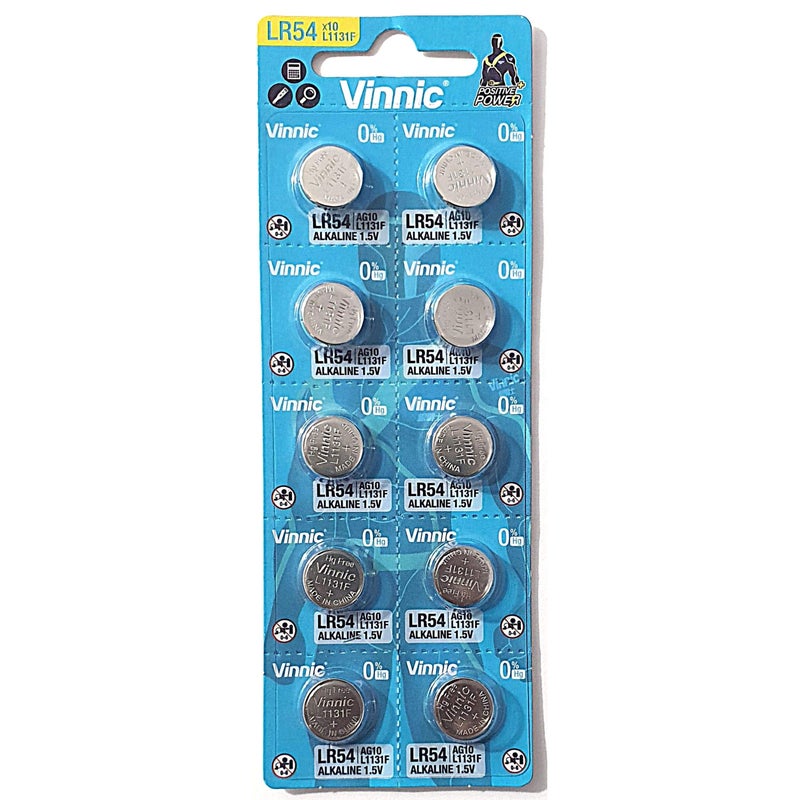 Vinnic AG10 L1131 189 V10GA RW89 D189 Pack of 10 Alkaline Batteries for Watches, Calculators, Toys, Lasers, Clocks, Thermometers and Other Electronic Items. - Image 5
