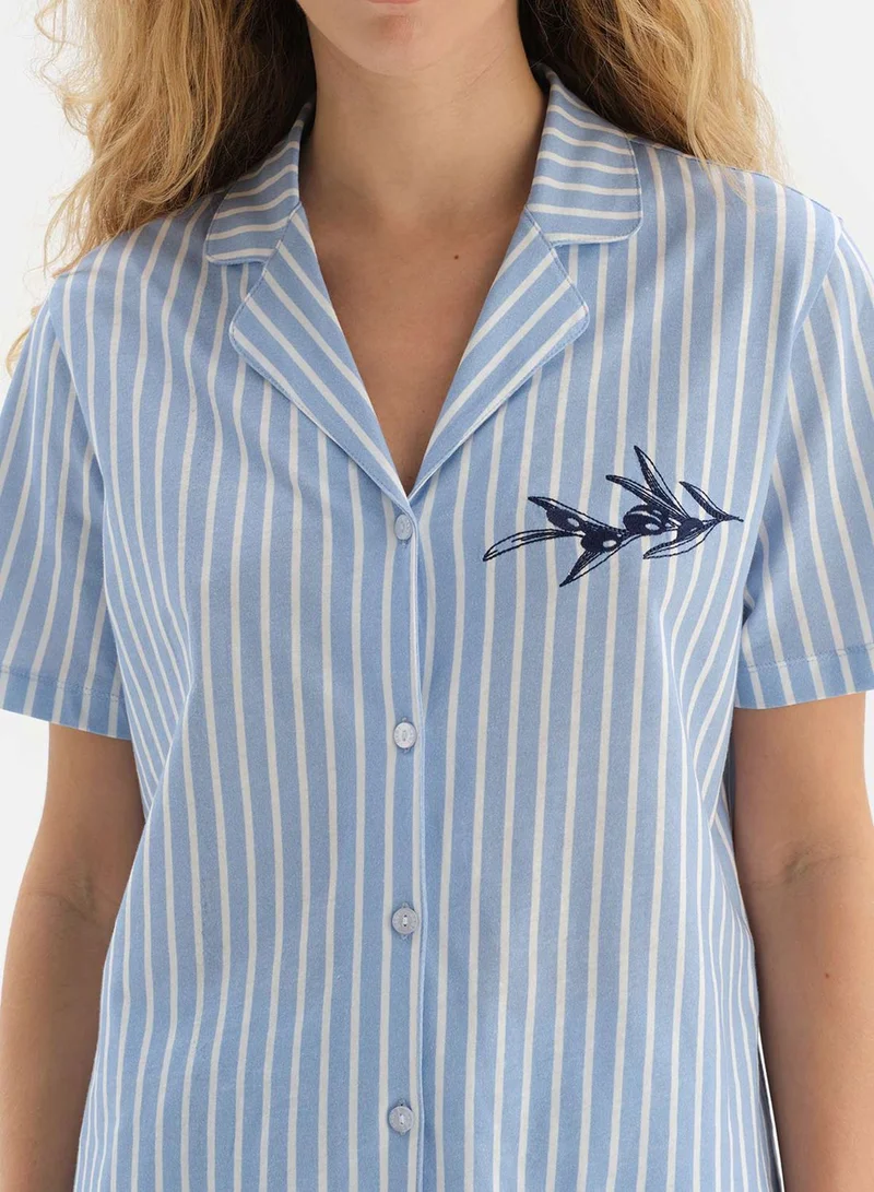 dagi Button Down Shirt And Shorts Pyjama Set