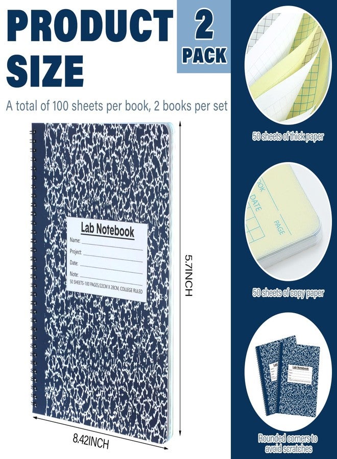 Affrolling 2 Pack Lab Notebook Carbonless Carbon Copy Laboratory Notebook Chemistry Book Science Grid Paper Contains Carbon Copies 50 Set Pages 100 Sheets Total Coil Binding(8.5'' X 11'',Blue) - Image 2