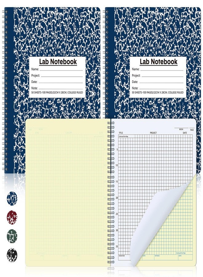 Affrolling 2 Pack Lab Notebook Carbonless Carbon Copy Laboratory Notebook Chemistry Book Science Grid Paper Contains Carbon Copies 50 Set Pages 100 Sheets Total Coil Binding(8.5'' X 11'',Blue) - Image 1