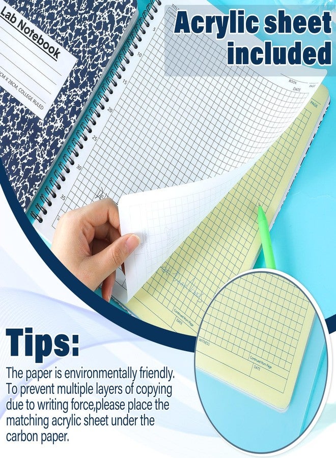 Affrolling 2 Pack Lab Notebook Carbonless Carbon Copy Laboratory Notebook Chemistry Book Science Grid Paper Contains Carbon Copies 50 Set Pages 100 Sheets Total Coil Binding(8.5'' X 11'',Blue) - Image 5
