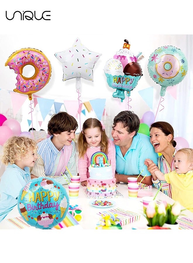 Unique 5Pcs Birthday Party Decorations, Donut Birthday Party Decorations for Girls,  Sweet Donut Ice Cream Foil Balloons, Donut Party Decorations, Happy Birthday Decorations,  Party Supplies  - Image 4