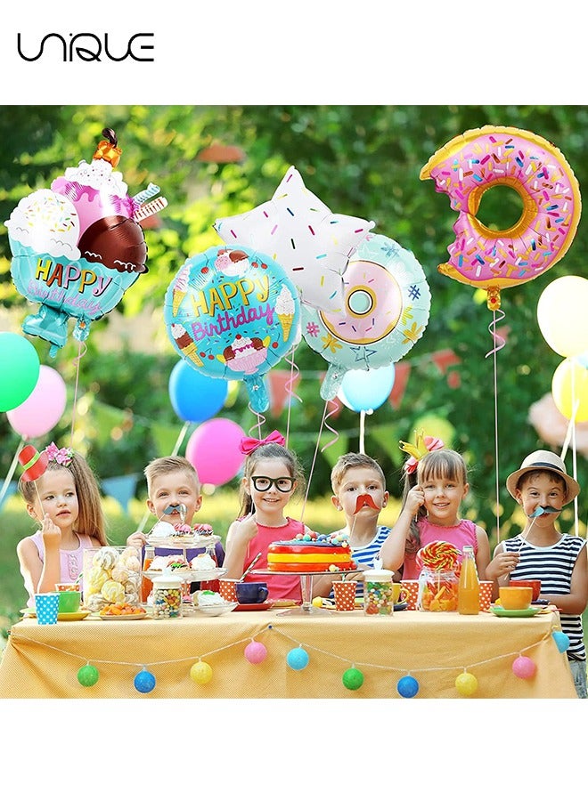 Unique 5Pcs Birthday Party Decorations, Donut Birthday Party Decorations for Girls,  Sweet Donut Ice Cream Foil Balloons, Donut Party Decorations, Happy Birthday Decorations,  Party Supplies  - Image 5