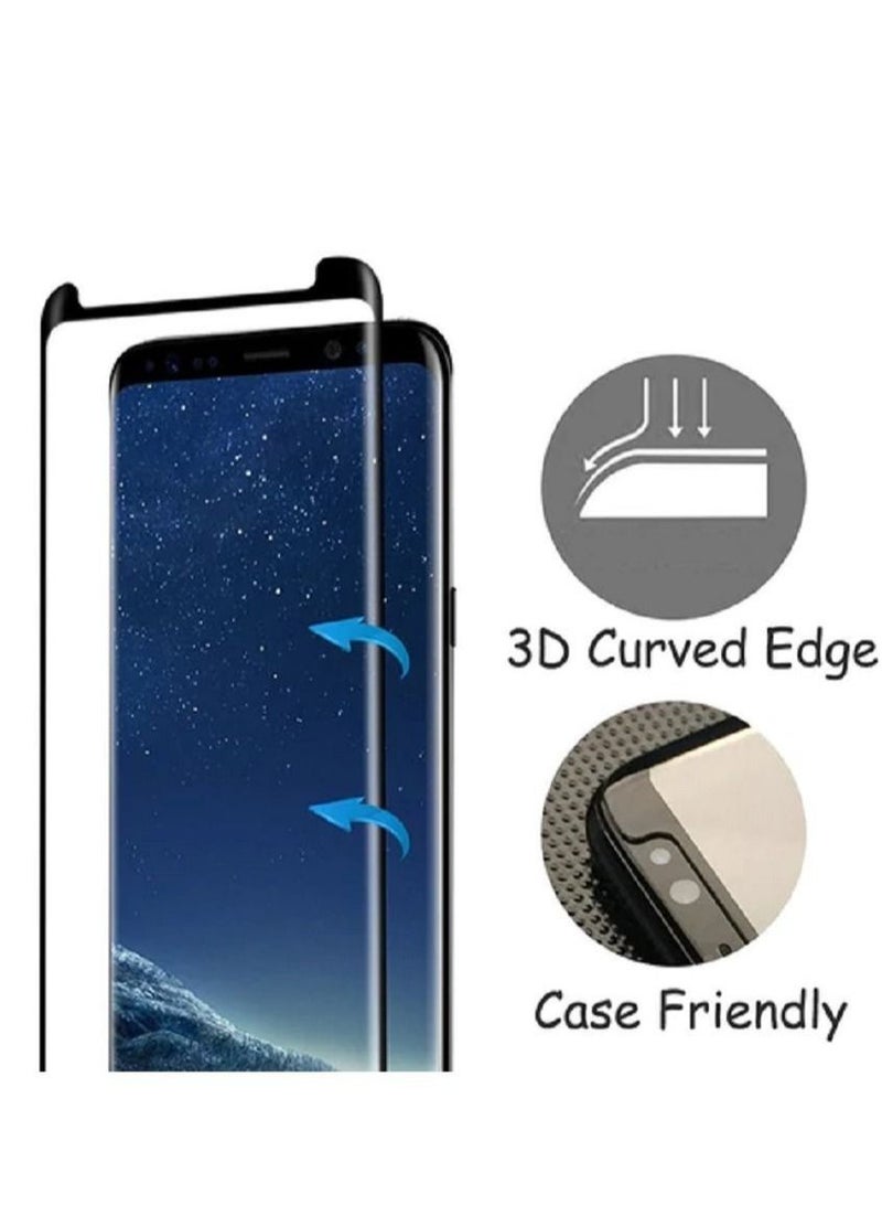 واقي شاشة Samsung Galaxy S8 مضاد للخدش من الزجاج المقوى المنحني ثلاثي الأبعاد مقاس 5.8 بوصة - Image 2