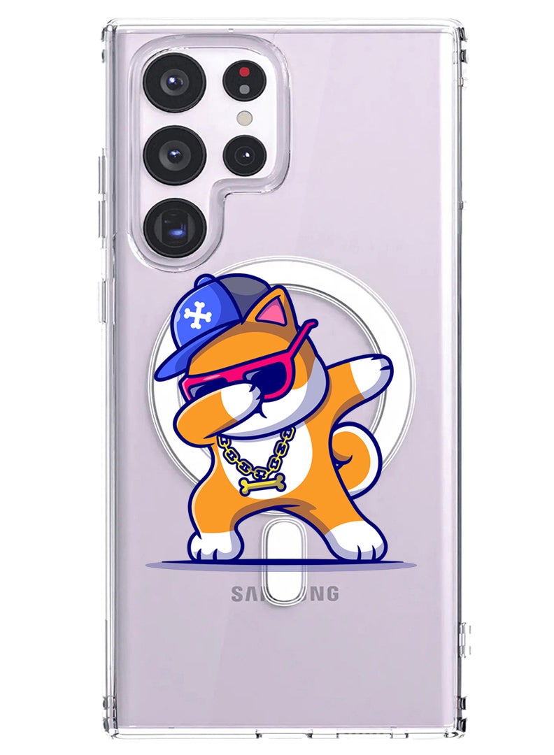 Theodor Magnetic Case for Samsung Galaxy S23 Ultra 6.8-inch Compatible with MagSafe Wireless Charging, Shockproof Phone Bumper Cover Dog Dab - Image 1