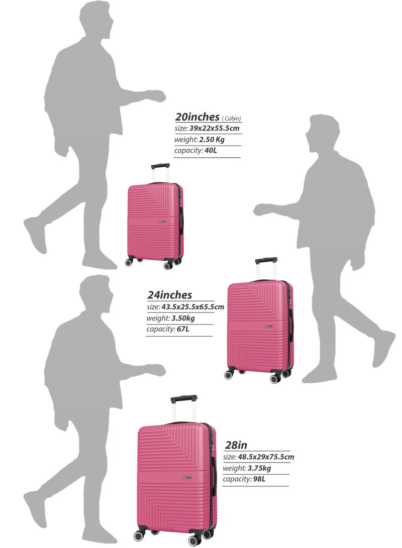 PARAJOHN Strato Lightweight ABS Hard Side 8 Spinner Wheels Luggage checked-in Trolley Bag with Lock 28 inch - Pink - Image 4