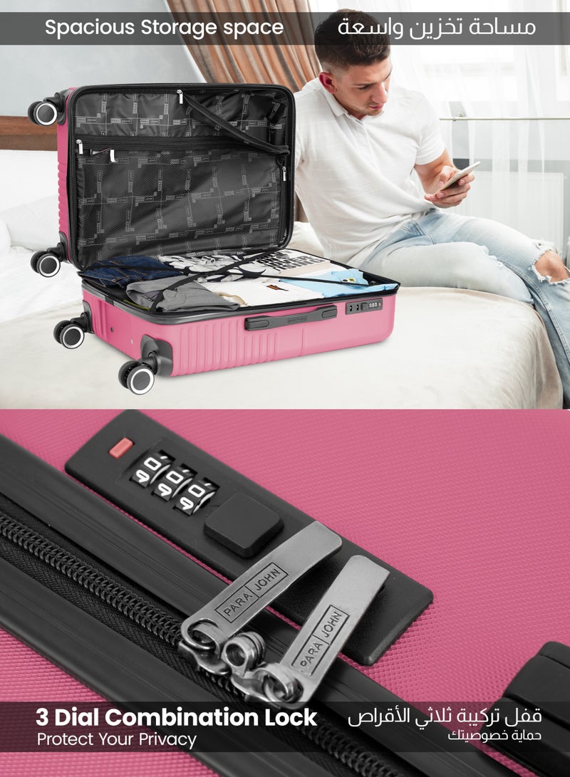 PARAJOHN Strato Lightweight ABS Hard Side 8 Spinner Wheels Luggage checked-in Trolley Bag with Lock 28 inch - Pink - Image 3