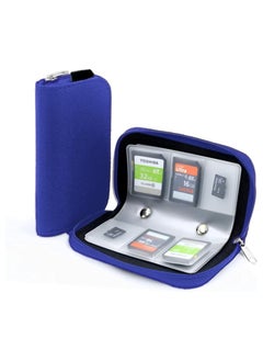 erorex Memory Card Cases, 22 Slot Zippered SD Micro SD CF SDXC SDHC MMC Secure Digital Memory Compact Flash Cards Carrying Holder Bags Pouch Organizer Keeper Media Storage & Organization, 1PCS 8 Pages (Blue)  - Image 1