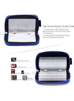 erorex Memory Card Cases, 22 Slot Zippered SD Micro SD CF SDXC SDHC MMC Secure Digital Memory Compact Flash Cards Carrying Holder Bags Pouch Organizer Keeper Media Storage & Organization, 1PCS 8 Pages (Blue)  - Image 5