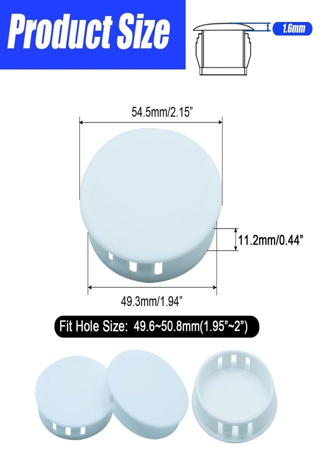 uillcuet 5Pcs 2"(50mm) White Plastic Hole Plugs, White Hole Plugs Hardware Plugs for Round Holes, Knockout Plugs Screw Hole Plugs for Reserved Holes in Kitchen Cabinet - Image 3