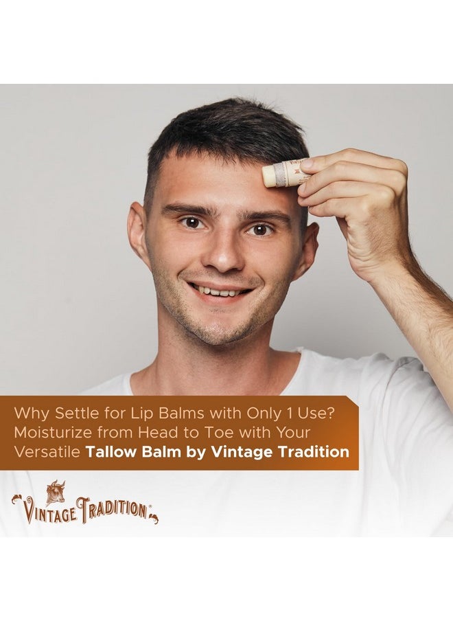 vintage tradition - Vintage Tradition Moisturizing Beef Tallow Lip Balm - Tube Lip Moisturizer with Vanilla Extract Hydrates & Soothes Dry Lips - Grass-Fed Tallow Balm for Skin Care, 0.5 Fl. Oz. - Image 1