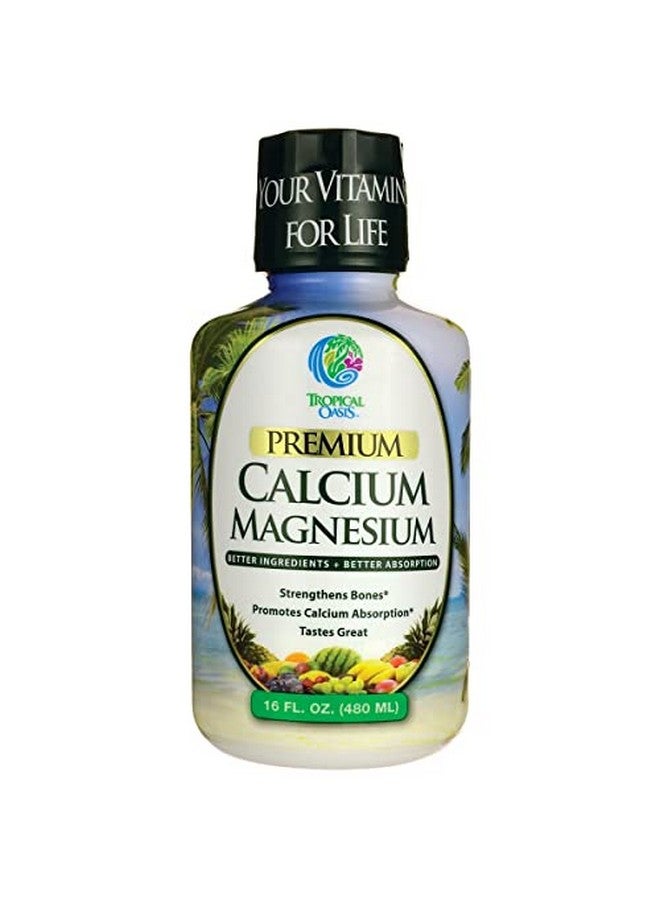 Tropical Oasis صيغ طبيعية من الكالسيوم والمغنيسيوم السائل مع دعم للعظام القوية فيتامينات سائلة مع الكالسيوم 16 أونصة 32 حصة - Image 1
