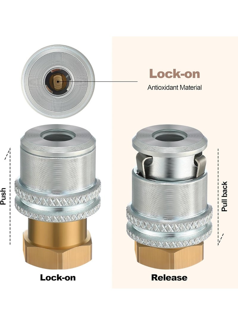 Air Chuck for Tires, Anti Leakage Lock on Air Chuck 1/4'' FNPT Locking Tire Inflator Chuck Quick Connector Lock Air Chuck Heavy Duty Brass Tire Chuck Closed Flow for Air Compressor (4 Pack) - Image 5