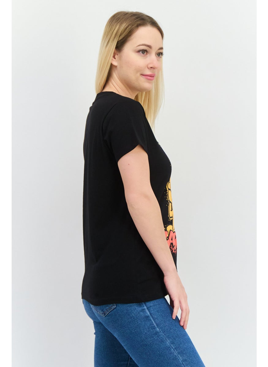 nickelodeon Women Round Neck Short Sleeve Graphic T Shirt, Black Combo  - Image 2