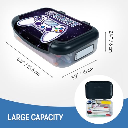 ZIPIT Recycled Plastic Pencil Box for Boys, Large Capacity Pencil Case for School, Durable Stationery Organizer Box,Dark Blue - Image 3