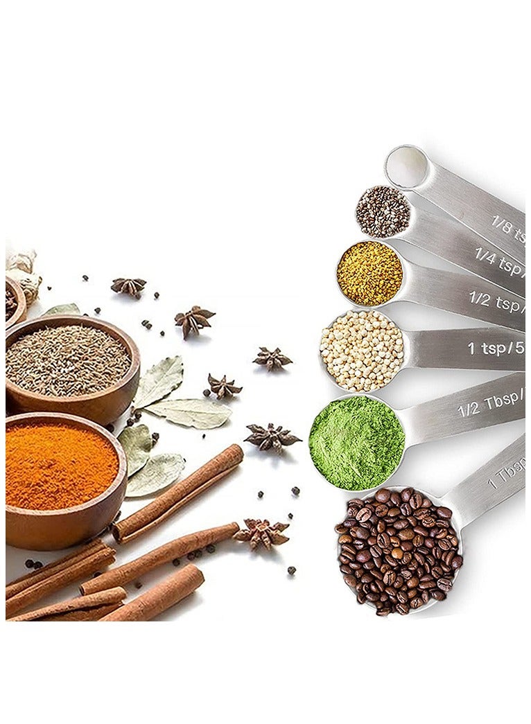 6 Pcs Stainless Steel Measuring Spoons Sliver  - Image 4