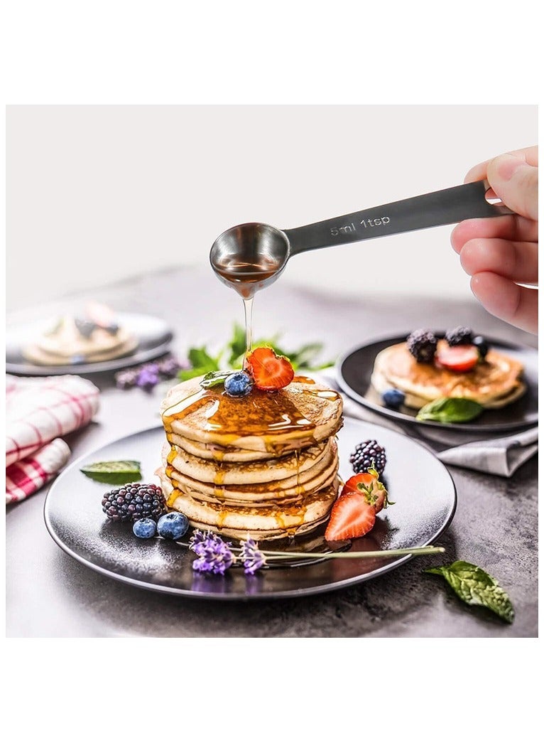 6 Pcs Stainless Steel Measuring Spoons Sliver  - Image 5