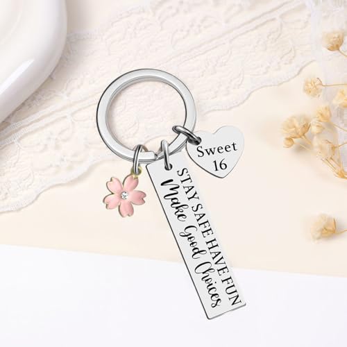 JDRGJTH 20 Sets Sweet 16 Keychain Party Favor Set Sweet 16th Birthday Gift Keychain Pink Cardstock Tag Organza Bag for Sweet 16 Birthday Gift Souvenir Themed Party Decorations - Image 5