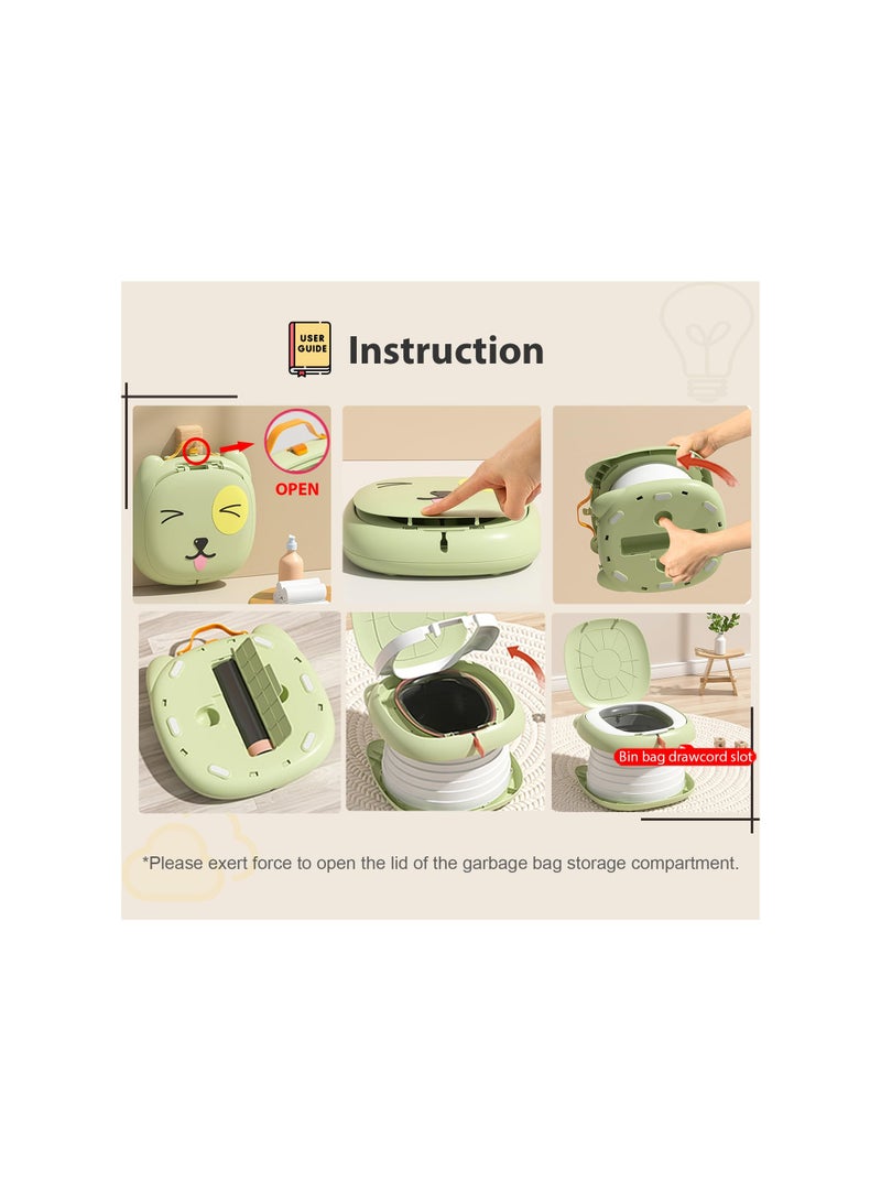 SOLARAE Portable Toddler Travel Potty - Foldable Toilet Training Seat for Kids, Ideal for Car, Camping, Indoor & Outdoor Use for Boys & Girls (Green) - Image 4