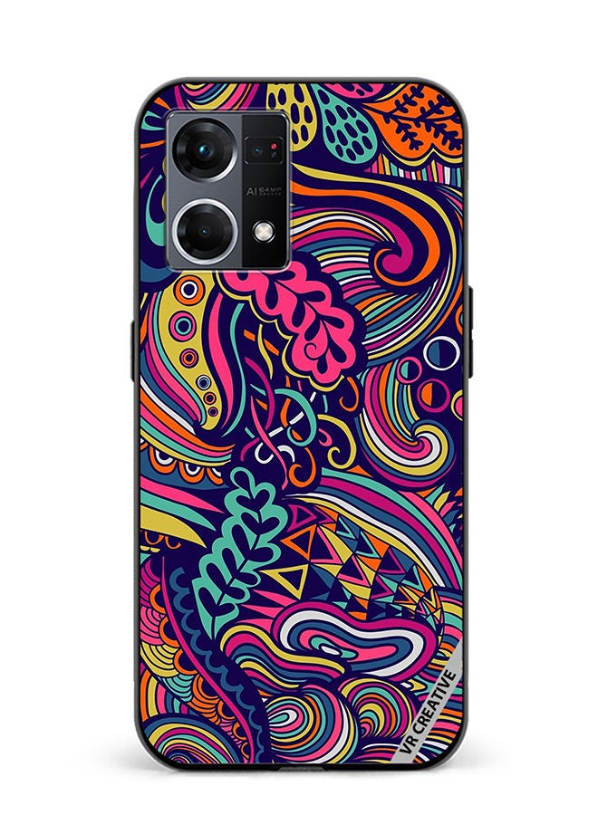 VR CREATIVE Protective Case Cover For Oppo Reno8 4G Psychedelic Fabric Design  Multicolour - Image 1