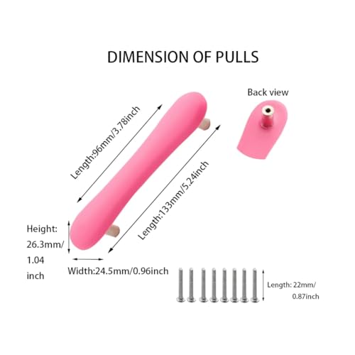 Skyscraper Soft Rubber 96mm Knobs for Kids Girls Boys Cabinet Handle pulls Drawer Knobs for Kids Room Cabinets Closets Toy Organizer Box Bookcase 4pcs/Set (Pink) - Image 2