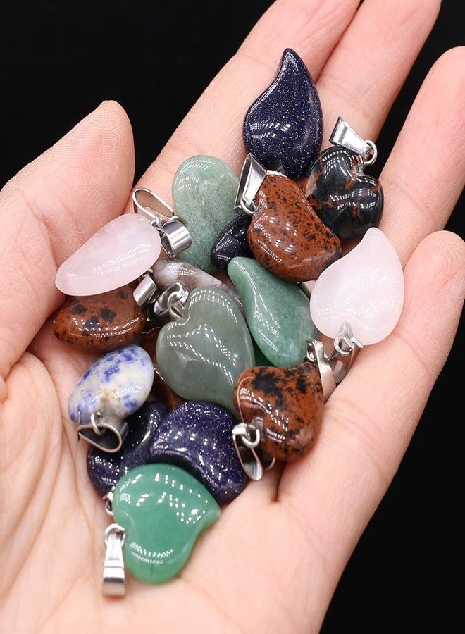 Zotoone 20pcs Natural Stone Pendant Rose Quartzs Unakite Pendant for Jewelry Making DIY Accessories Fit Necklaces (Mixed Colors-16x22mm) - Image 5