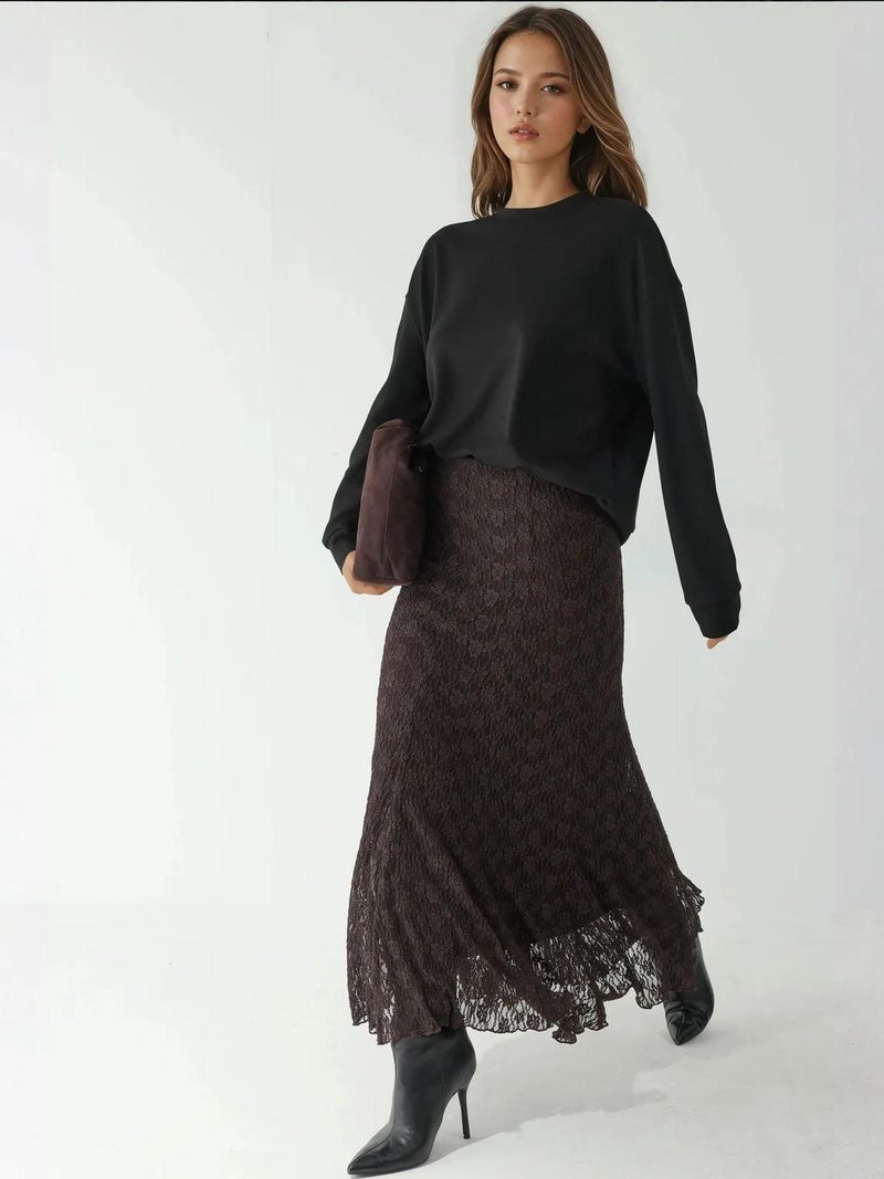 HICCUP High Waist Lace Maxi Skirt - Image 1