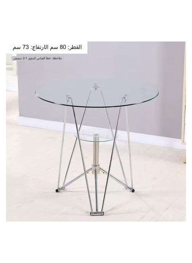 سي آند سي هوم - طاولة مستديرة زجاجية حديثة وأنيقة مع قاعدة معدنية - Image 1