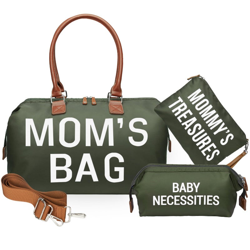 printe Moms Bag Hospital Bag for Labor and Delivery Large Mommy Diaper Tote for Mom Overnight Travel Waterproof Baby Handbag with Pouches and Straps Olive Green