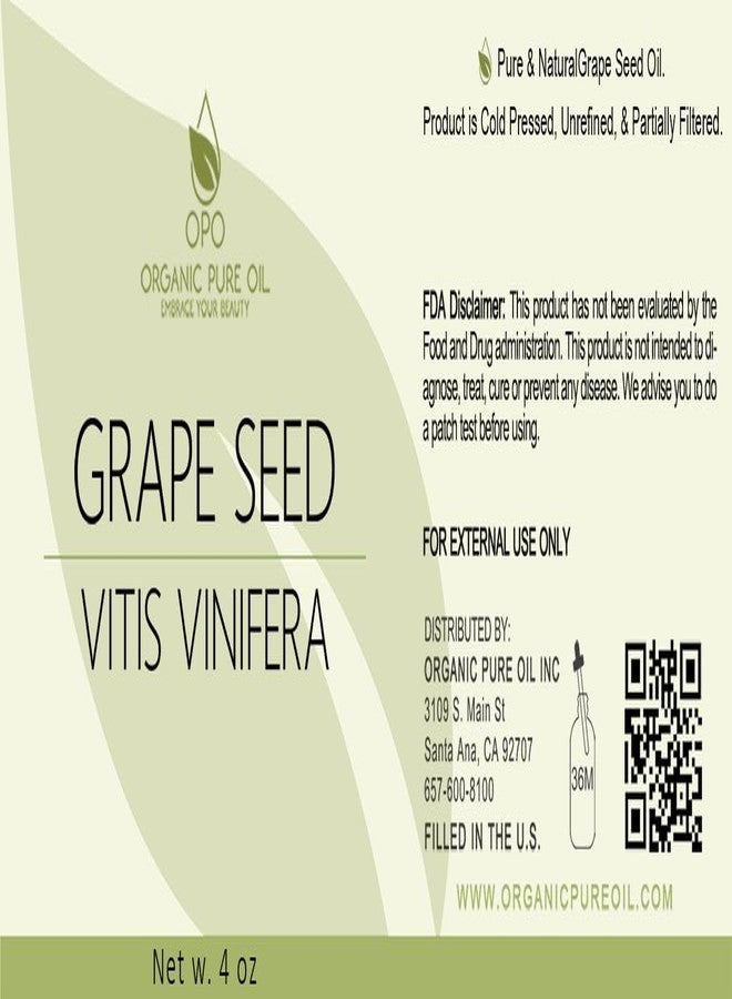 OPO Grapeseed Oil 4 oz - Pure, All Natural, Partially Filtered, Grape Seed Oil Perfect for Hair, Skin, Scalp, Body Care Moisturizer - Image 2
