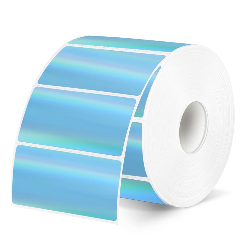Yegawen Direct Thermal Label 2x1 Inch- Barcode Labels- Holographic Thermal Sticker Labels for Address, Shipping, Compatible with Rollo Label Printer & MUNBYN& Zebra (300 Labels/Blue) - Image 1